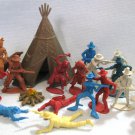 Cowboys + Indians Teepee Plastic Western Playset Figures Lot Toys