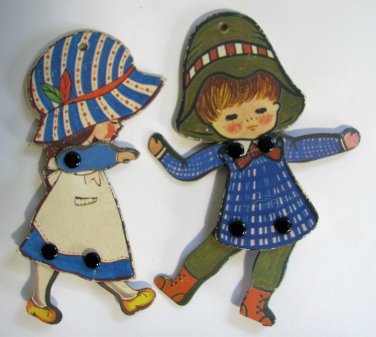 Holly Hobby Style Hardboard Puppet Pair