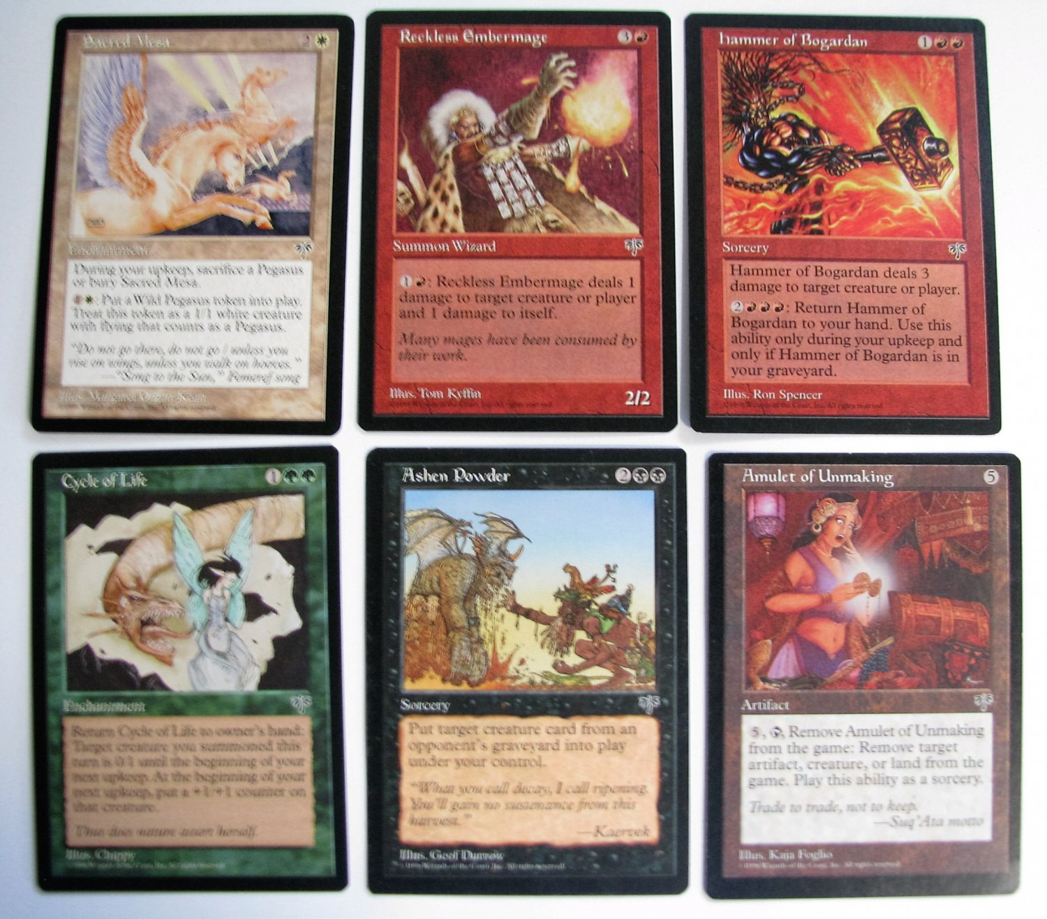 Mtg Mirage Amulet Of Unmaking, Ashen Powder, Cycle Of Life 40 Card Lot 