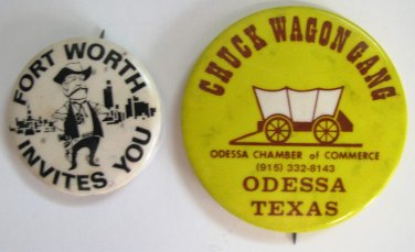 Texas Chuck Wagon + Fort Worth Button Pins Chamber Of Commerce