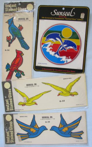 Vintage Window Decals Lot Birds Dolphins G-32 G-34 G-53 Decorcal 1977