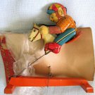 Vintage Rocking Horse with Monkey Tin Litho Toy Wakasuto Japan