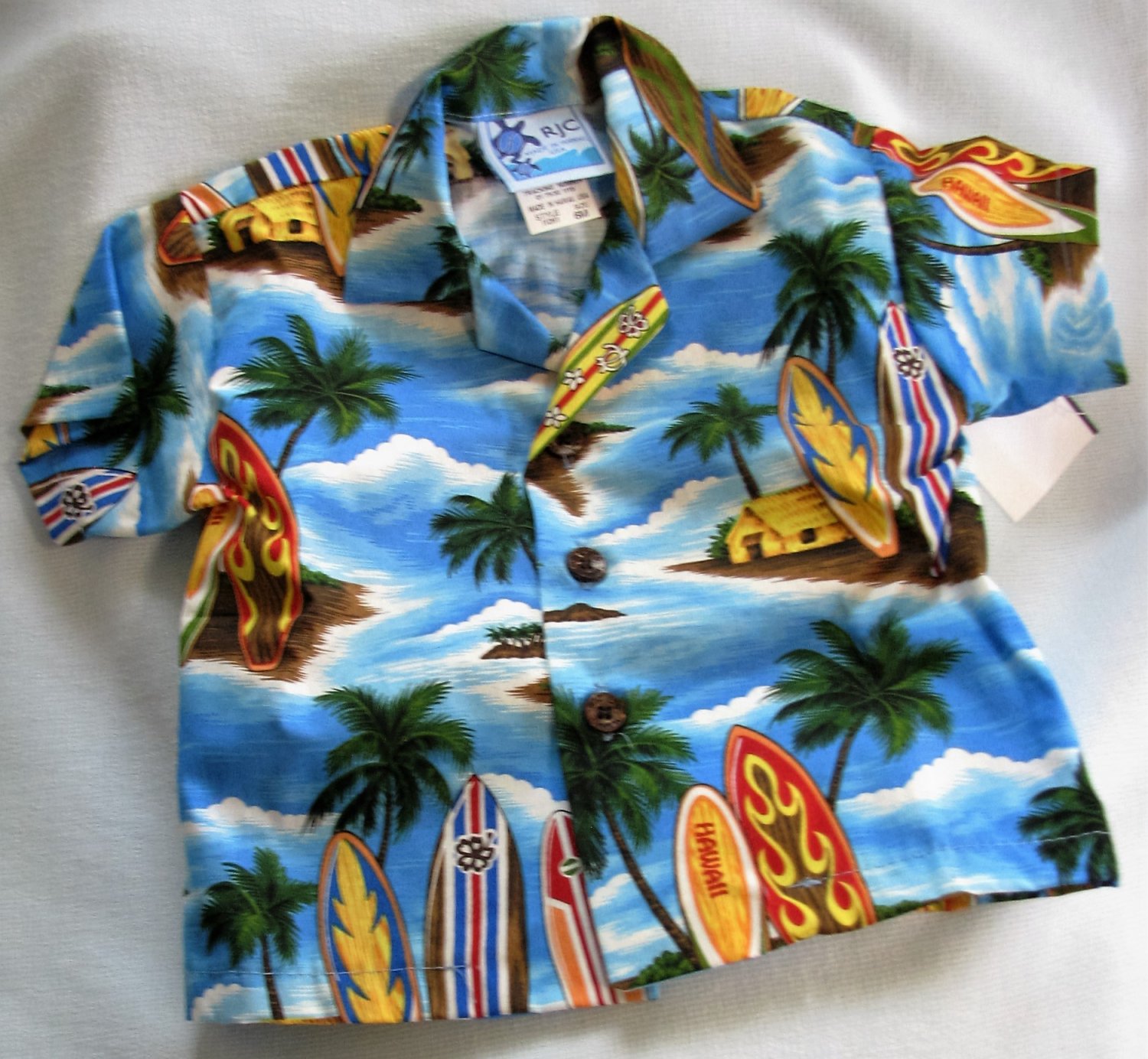 Infants Top & Shorts Boys 2pc Set Blue Aloha Surfboard Pattern