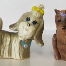 Shih Tzu and Terrier Miniature Plastic Dogs on Wheels Toys