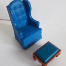 Fisher Price Blue Sofa Chair and Footstool Dollhouse Furniture Fisher Price Blue Sofa Chair and Footstool Dollhouse Furniture
