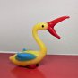 Vintage Murano Glass Yellow Pelican Hand Blown Miniature Figurine Sculpture