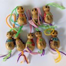 Vintage Kokeshi Wood Doll Miniature Ornaments - Cel Phone Danglers