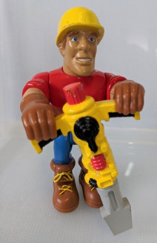 Hard Hat Construction Worker Figure with Jackhammer