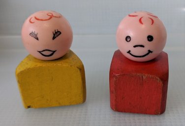 Fisher Price Wood Pull-A-Long Lacing Shoe - Vintage Little People
