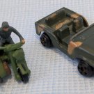 Diecast Micro Machines Motorcycle Side Car and Jeep Military Vehicles Diecast Micro Machines Motorcycle Side Car and Jeep Military Vehicles