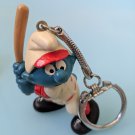 Smurf Baseball Player Batter PVC Keychain W Berrie