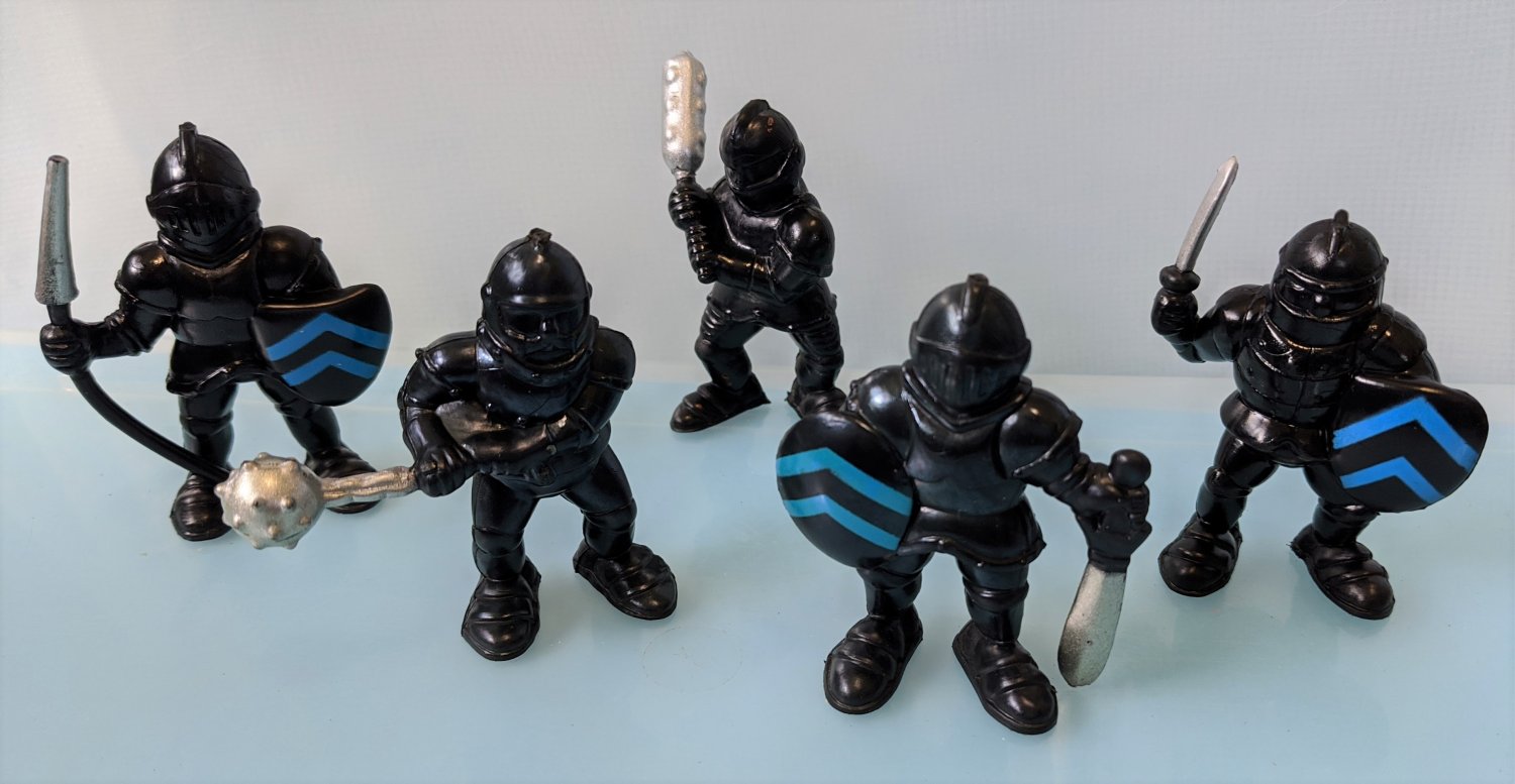 Vintage Black Armored Viking Knight Figures Pretend Play Toys