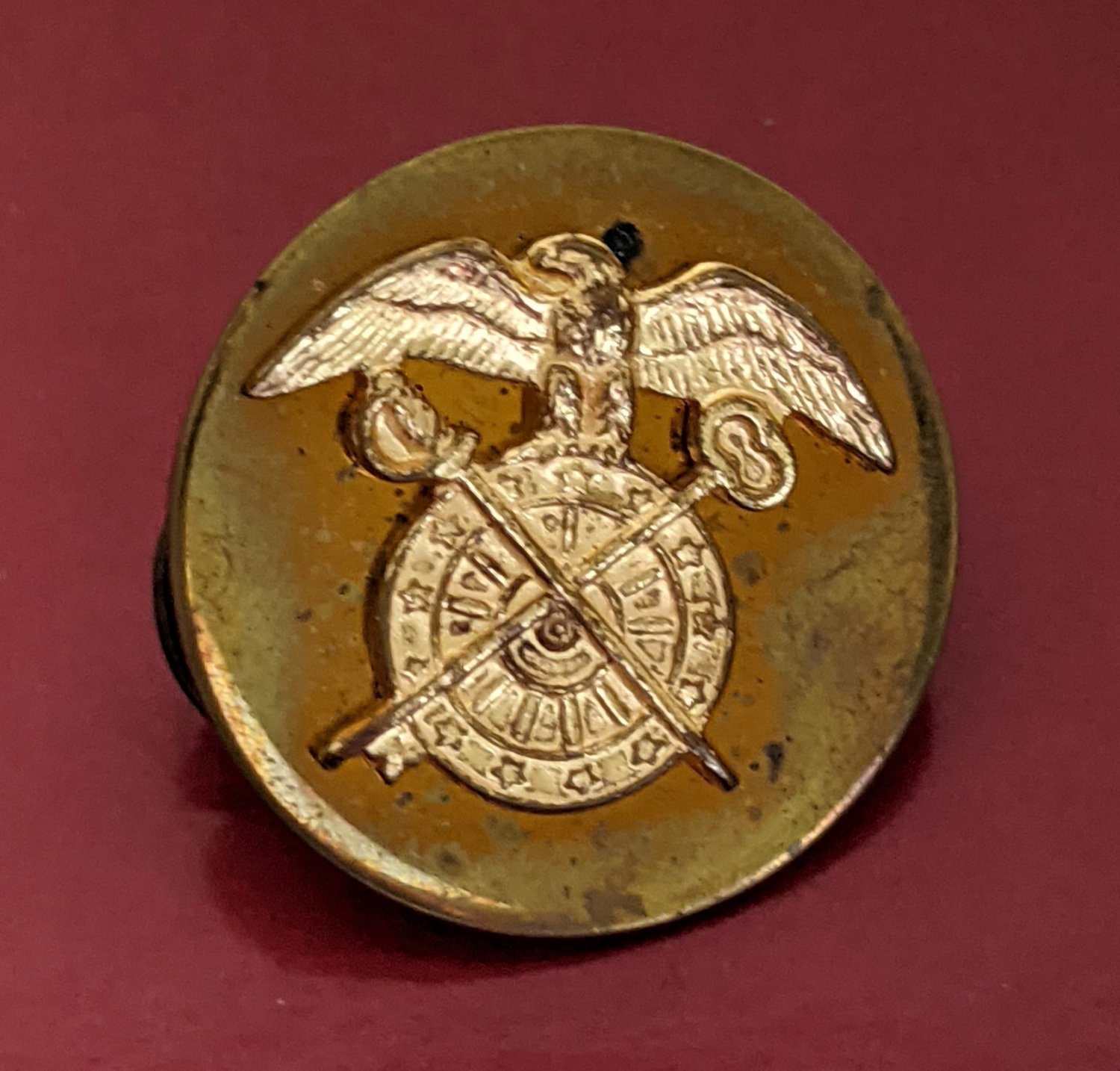 Vintage US Army Quartermaster Eagle Sword Key Lapel, Hat or Collar Pin Award