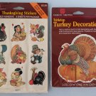 Vintage Thanksgiving Stickers + Honeycomb Turkey Decorations American Greetings MIP
