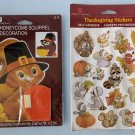 Vintage Thanksgiving Stickers + Honeycomb Squirrel Decorations American Greetings MIP