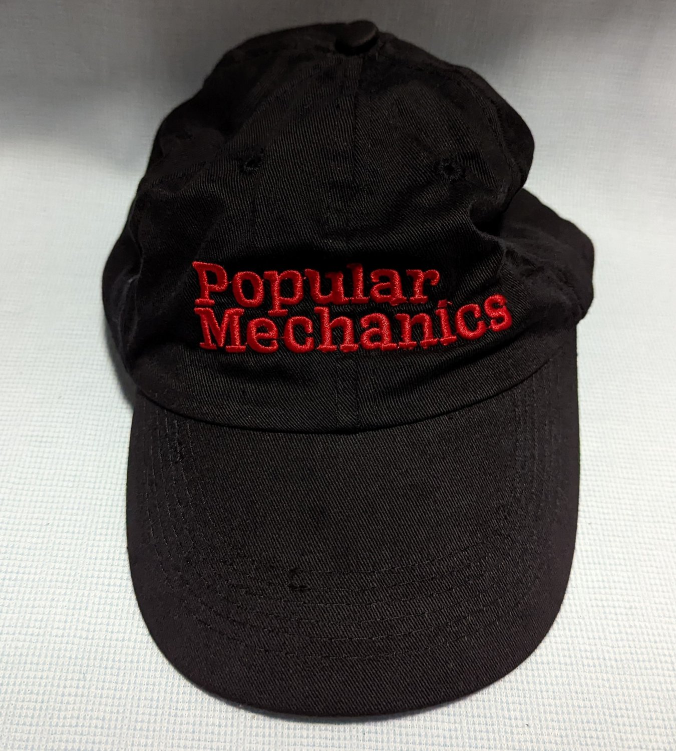 Popular Mechanics Black Red Embroidered Baseball Cap Hat