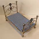 Vintage Dollhouse Metal Gold Tone Bed Bedroom Furniture Miniatures Price 1:12