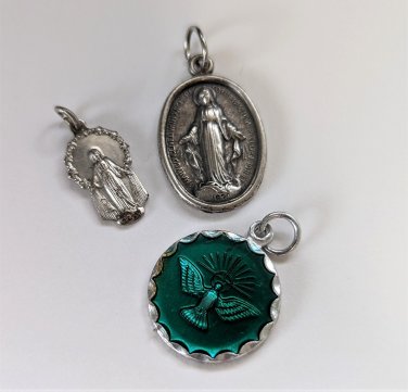 St. Mary Conceived Medal Charm Pendants Lot