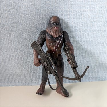 Star Wars Chewbacca POTF2 Figure with Blaster Rifle + Bow Caster Gun Complete
