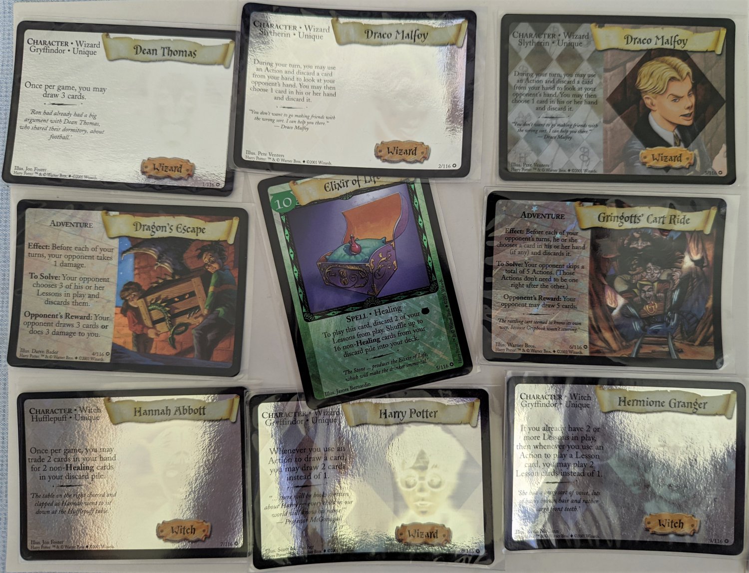 Harry Potter Complete Base Cards Set 116/116 Holofoil WOTC TCG