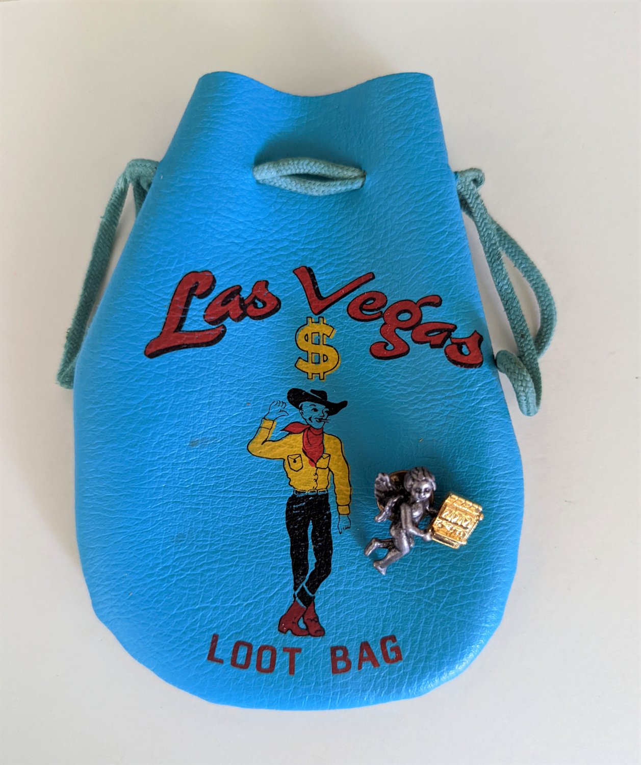 Las Vegas Casino Loot Bag + Lucky Angel Slot Machine Brooch Lapel Pin