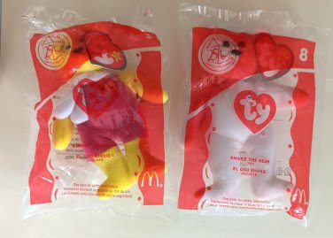 TY Beanie Shake The Bear #8 and Birdie #3 MIP Happy Meal Toy McDonalds