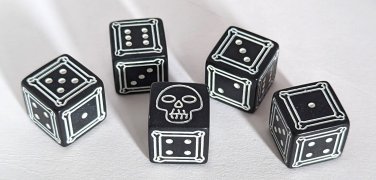 5 Black Skull Skeleton Pirate Dice