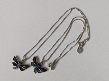 Dragonfly Silver Tone Enamel Best Buds Necklaces Pair Jewelry Claire&acirc;��s Vintage