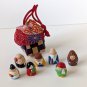 Vintage Japanese Miniature Lucky Seven Gods of Good Fortune Basket