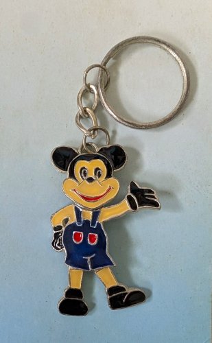 Silver Enamel Mickey Mouse Keychain Rare