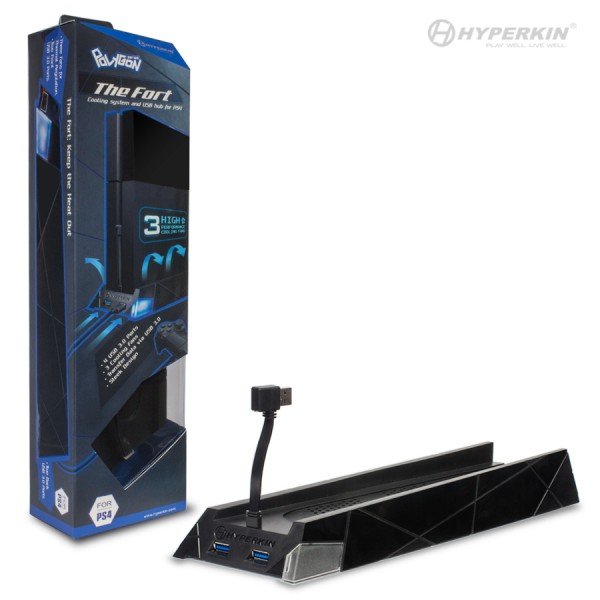 PS4 "The Fort" Vertical Cooling Stand with 4 Port USB 3.0 Hub - Polygon