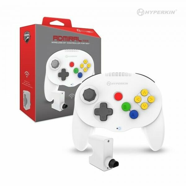 White "Admiral" Premium BT Controller for Nintendo N64 or PC Via Blutooth