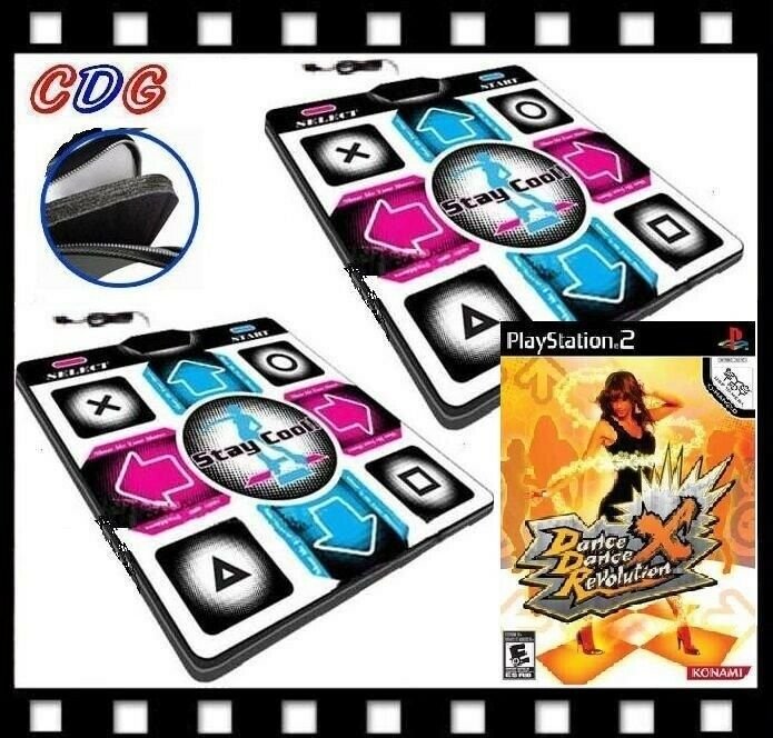 PS2 Dance Revolution DDR X  + 2 Pcs Foam Deluxe Dance Pads V4