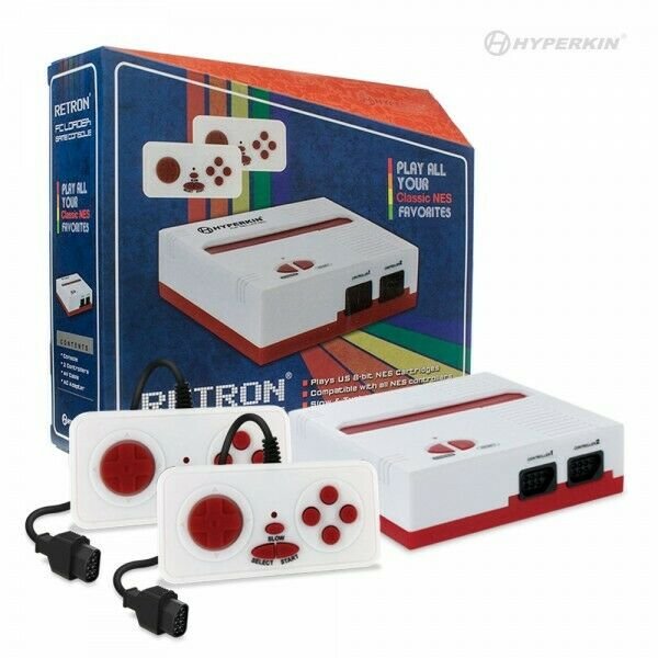 Red/White N1 Retron 1 NES Top Load FC Console System + 2x Wired Controllers