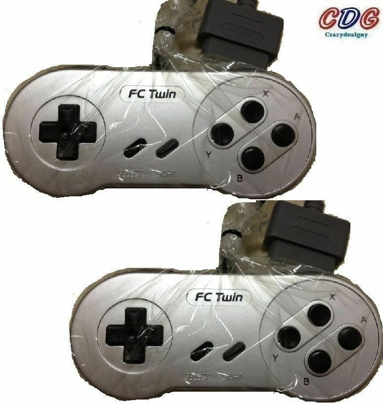 Silver 2 x FC Controller for FC Twin NES/SNES Video Game System