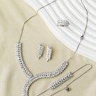 Safa White Zircon Jewelry Set | Necklace, Ring, Bracelet, Earrings | DHL