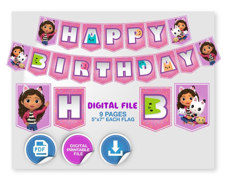 GABBY’S DOLLHOUSE HAPPY BIRTHDAY BANNER