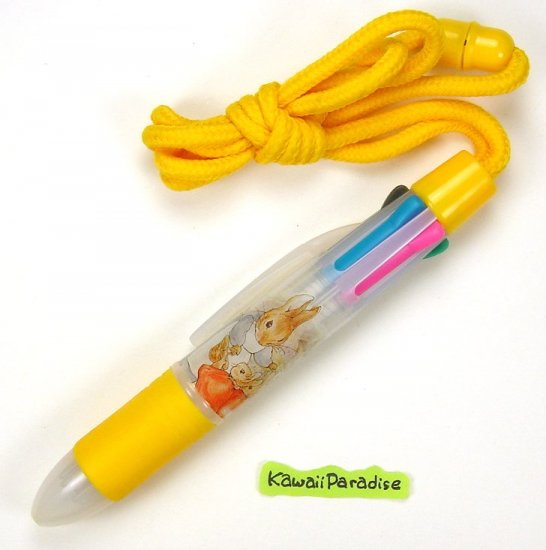 6 colors WORLD OF PETER RABBIT pretty BALL POINT PEN w/ neck strap beatrix potter yellow NEW