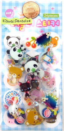 ANIMAL METALLIC super kawaii SACK STICKERS panda bear bunny kitty porcupine giraffe elephant more