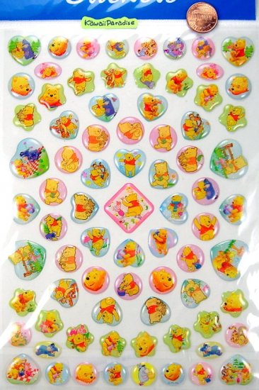 disney WINNIE THE POOH super kawaii EPOXY STICKERS glitter