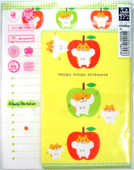 joeun nara MOGU MOGU SHIAWASE super kawaii LETTER SET stickers cat kitty apple