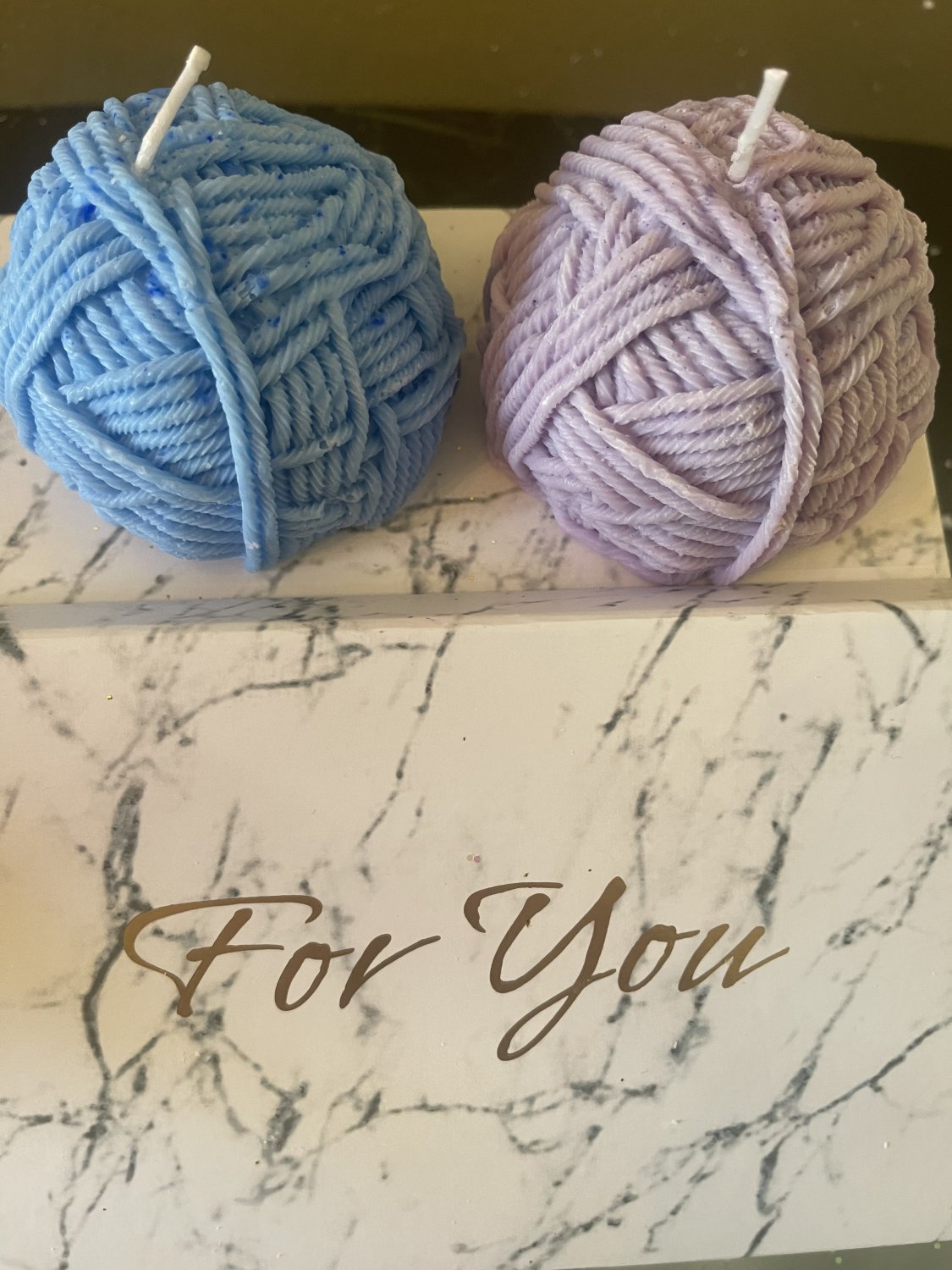 Handmade candles, wool ball