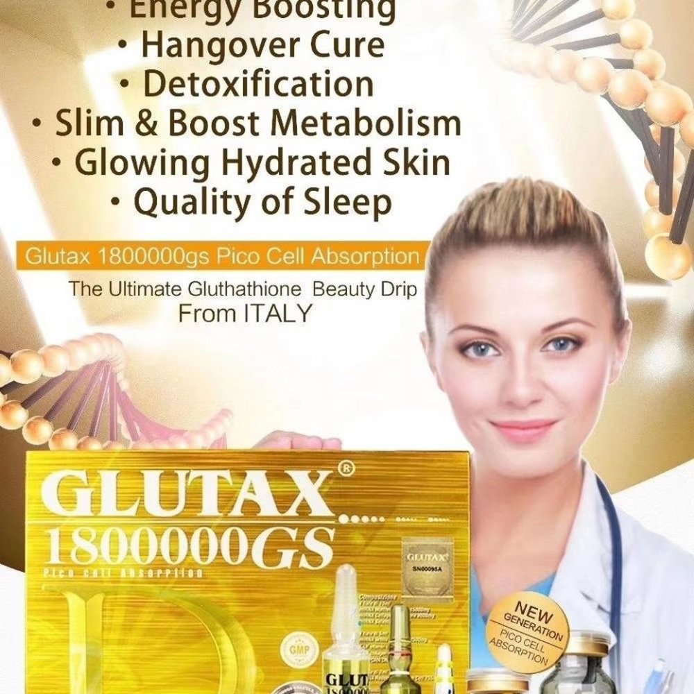 Glutax 1800000GS Pico Cell Fast Absorption 3rd Generation for Skin Whitening Anti Aging