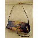 Brown and Yellow Tie Dye Leather Purse