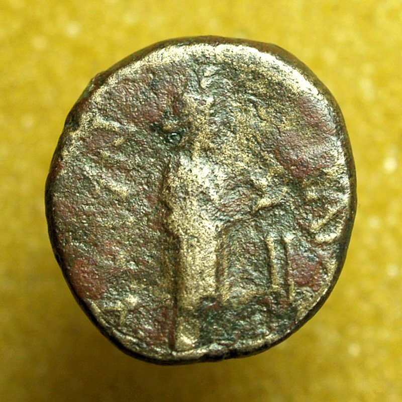 Ancient Greek Coin Katane Sicily AE14mm Apollo / Isis holding Dove 04045