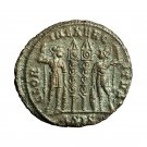Roman Coin Constantius II Siscia AE18mm Gloria Exercitus Two Soldiers 04240