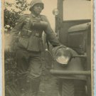 German WWII Archive Photo Wehrmacht Soldier & Army Vehicle 01273