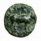 Ancient Greek Coin Larissa Phrikonis Aeolis AE10mm Apollo / Bull 03946