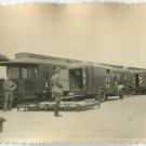 German WWII Photo Wehrmacht Ambulance Vans at Railway Station 01500