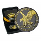 USA 1 Dollar 2021 Eagle Silver Coin 1 Oz Black Empire Ruthenium 24kt Gold 03092
